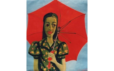Девочка под красным зонтиком