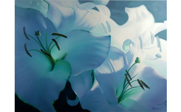 Картина с белыми лилиями 