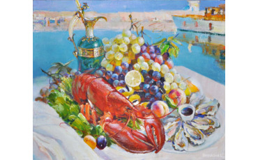 Натюрморт с омаром, устрицами и фруктами